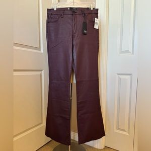 KUT FROM THE KLOTH Ana High Rise Fab Ab Coated Denim Flare (Bordeaux)
